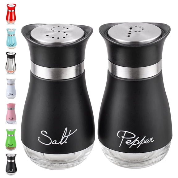 Xmushyra Salt and Pepper Shakers Set, 4oz Glass Salt and Pepper Shakers with Stainless Steel Lids, Refillable Salt Pepper Shaker Containers for Kitchen Cooking, Dining Table, RV Camping and BBQ