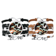 thumbnail image 1 of cranes peonies maple pattern bracelet hand strap leather rope wristband double set, 1 of 3