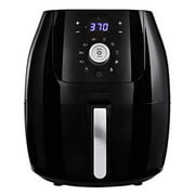 CRUX 6QT Digital Air Fryer, Healthy No-Oil Air Frying & Cooking, Hassle-Free Temperature and Timer Control, Easy to Clean with Removeable Dishwasher Safe Pan and Crisping Tray, Black