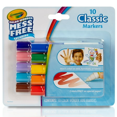 Crayola Color Wonder Scented Marker Set, 10 Ct, Toddler Craft, Mess Free Markers for Kids, Classic Colors, Gift for Toddlers