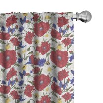 Ambesonne Floral Curtains, Blooming Red Poppies, Pair of 28"x63", Multicolor