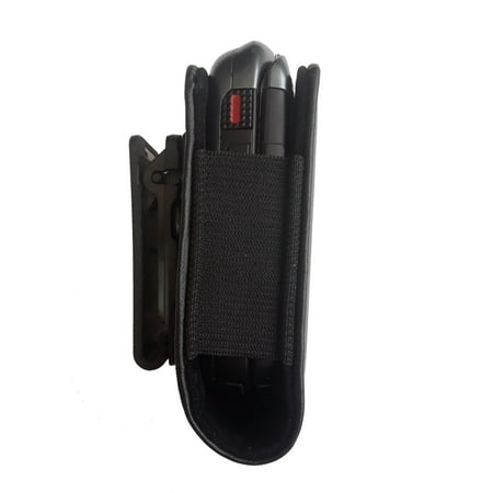 Open top Rugged leather case with Pinch clip that rotates fits Jitterbug Flip