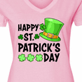 thumbnail image 4 of Inktastic Happy St. Patrick's Day Green Hat and Clovers Women's V-Neck T-Shirt, 4 of 5