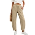 thumbnail image 2 of LNWUY Womens Barrel Pants High Elastic Waisted Summer Fashion Solid Color Capri Pants Loose Fit Casual Wide Leg Trousers Yellow L, 2 of 7