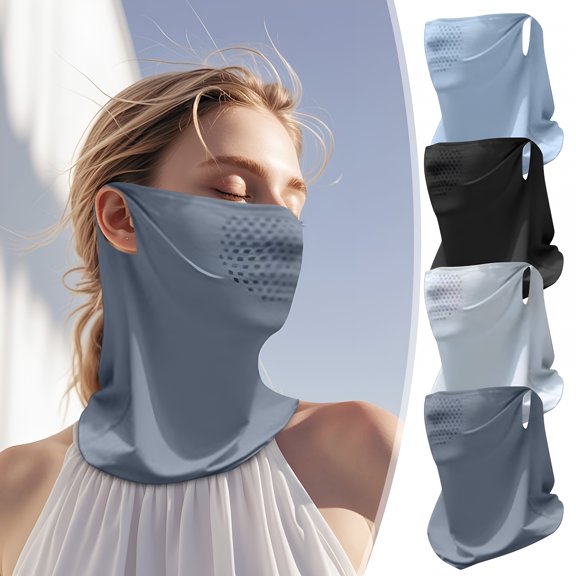 TELOLY Sunscreen Neck Gaiter Face Mask | UPF50 Ice Silk Breathable Quick-Dry Outdoor Headscarf | Full Face & Neck Coverage | Ear Hanging | Cycling Fishing Hiking Scarf | Cooling Sun Protection