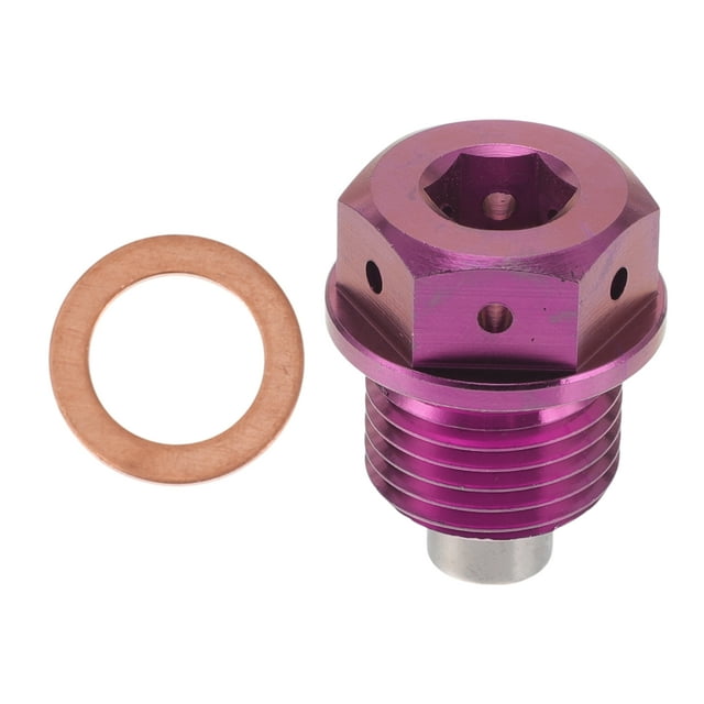 Tapón de drenaje de aceite magnético M16x1.5 de Unique Bargains, tuerca de drenaje de cárter de aleación de titanio con 1 arandela de cobre, color rosa, 1 Pc
