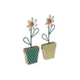 thumbnail image 1 of IH Casa Decor Galvanized Daisy On Wood Stand Asstd - Set of 2, 1 of 3