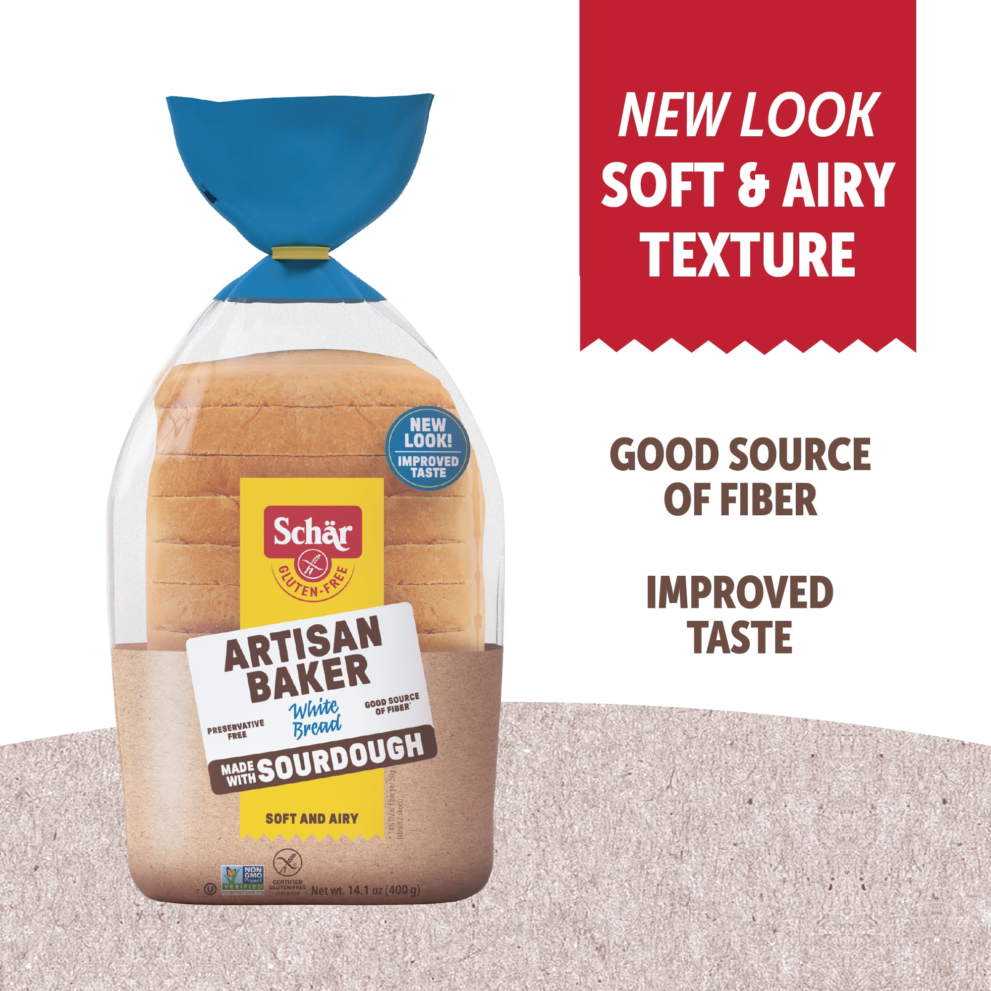 (8 pack) Schar Artisan Baker White Gluten Free Bread, Fresh, 14.1 oz