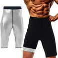 thumbnail image 4 of Sauna Shorts for Men Thermo Capris Tights Compression Hight Waist Pants Gym Athletic Workout Shapewear Silver, Size L, 4 of 5