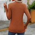 thumbnail image 4 of mihongmao Fashion Deals Clearance Fall Clothes for Women Fashion Clearance Women's Solid Color Knitted Round Neck Pullover Long Sleeved Top,Deals Brown L, 4 of 7