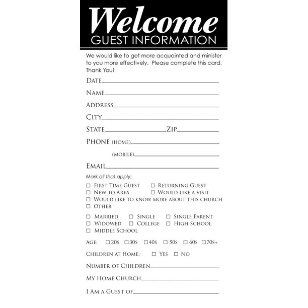 Guest Guest Information (Pack Of 50)