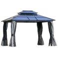 thumbnail image 3 of Outsunny 10' x 12' Hardtop Gazebo Canopy with Polycarbonate Roof, Aluminum Frame, Permanent Pavilion Outdoor Gazebo with Netting, for Patio, Garden, Backyard, Deck, Lawn, Light Gray, 3 of 10
