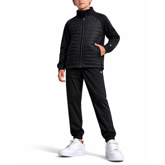 RBX Boys Sweatsuit Set Tech Fleece Zip-up Puffer Jacket and Jogger Sweatpants Athletic Outfit 2 Piece