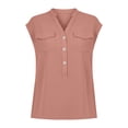 thumbnail image 3 of cocolona Womens Summer Tops Short Sleeve V Neck Button Shirts with Pockets Dressy Casual Loose Tunic Blouses, 3 of 6