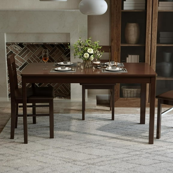 Solid Wood Dining Table for 4-6 People, 46" Rectangular Kitchen Table Dining Room Table for Apartment, Living Room, Restaurant (Brown)