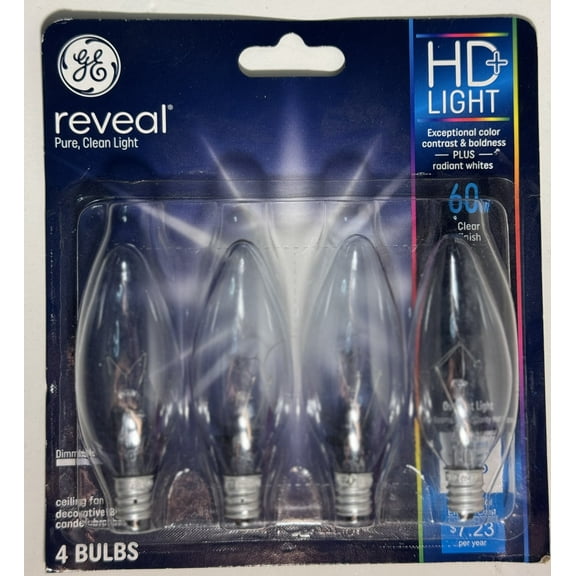 GE Reveal 60 Watt Blunt Tip 4 Pack