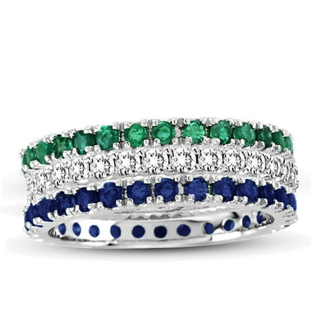 emerald eternity ring diamond sapphire band 14k gold suzy levian ruby