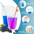 thumbnail image 4 of 44 Drink Pouches with Straws Individually-Wrapped - 17oz Juice Drink Pouches Adults Alcohol Clear Plastic Halloween Blood Bag Reusable Cocktail Liquor Liquid Smoothie Party Hot Weather Cooling, 4 of 7
