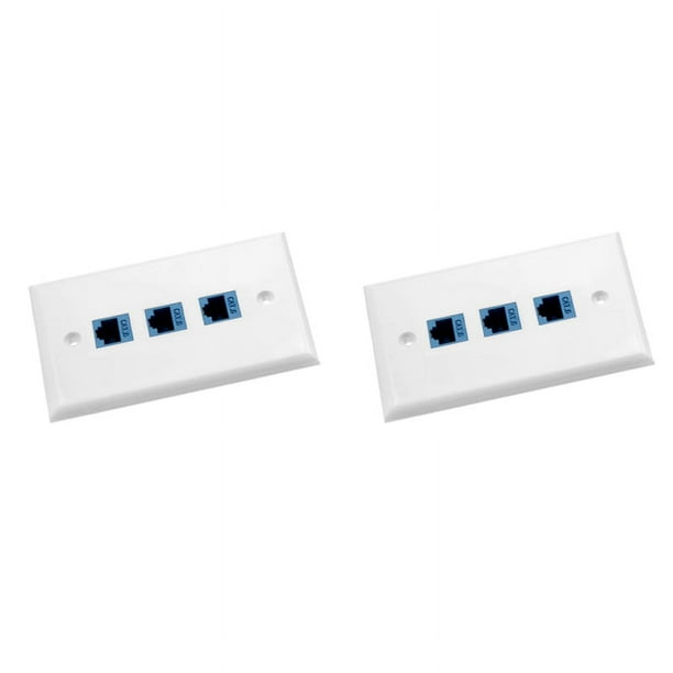 2 Paquete de Placa de Pared Ethernet de 3 Puertos, Placa de Pared RJ45 ...