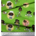 thumbnail image 3 of Soimoi Green Rayon Fabric Circle,Cook & Working Girl Decor Fabric Printed Yard 56 Inch Wide, 3 of 3