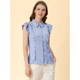 thumbnail image 4 of INSPIRE CHIC Women's Ruffle Bow Tie Chiffon Top Peter Pan Collar Button Down Shirts, 4 of 6