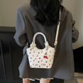 thumbnail image 2 of Hfppkn Cherry Print PU Leather Tote Bag Detachable Strap Crossbody Handbag for Work Travel 23x17x9cm White, 2 of 7