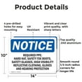 thumbnail image 2 of (2 Pack) Required PPE Hard Hat Safety Toe Boots OSHA Notice Sign 14 Inch X 10 Inch Indoor / Outdoor Rust-Free Aluminum Metal Signs for Workplace, Workshop, and Construction Site, Made, 2 of 8