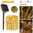 thumbnail image 2 of Cadena de luz Irfora Panel solar Cadena de luz Alambre de cobre 8 modos Luces de hadas Decoración impermeable para fiestas en el jardín (20m 200 luces, Azul) Irfora Cadena de luz, 2 of 7