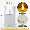 thumbnail image 3 of VIODAIM 12Pack Flickering Flameless LED Candles with Timer, Battery Powered - Small Pillar & Votive, Clear (2"X3"), 3 of 8