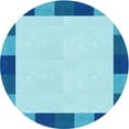 thumbnail image 1 of Ahgly Company Machine Washable Indoor Round Transitional Blue Area Rugs, 6' Round, 1 of 7