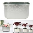 thumbnail image 4 of de metal Florero Chapado en luz Lujo Gran martillado Textura Cubo Contenedor para interior Exterior Porche delantero Patio Mesa cubierta Argenta S Soledad macetas, 4 of 8