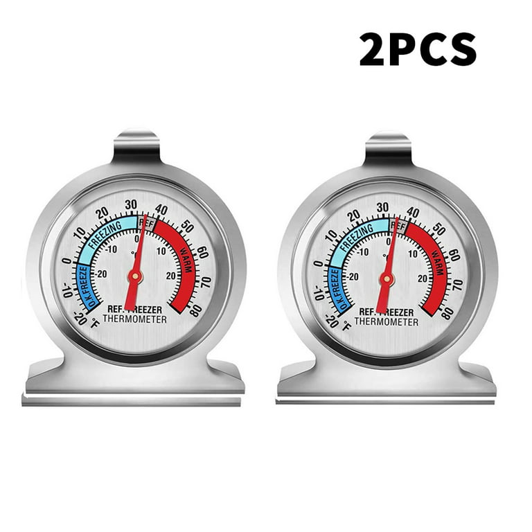 KIZOCAY Refrigerator Thermometer, 2 Pack Fridge Thermometer Stainless Steel Freezer  Thermometer , Large Dial Thermometers for Freezers Monitoring Thermometer  for Home, Kitchen, Restaurants 