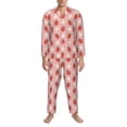 thumbnail image 3 of Susaid Strawberry Print Men's Long Sleeve Pajama Set, Two-Piece Button-Down Loungewear PJs Set, Comfortable Sleepwear for Relaxation-Large, 3 of 7