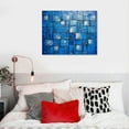 thumbnail image 4 of JEUXUS  Thick Textured Abstract Squares Canvas Wall Art Painted Artwork Modern Dark Blue add Silver Painting for Home Decor Framed Ready to Hang, 4 of 4
