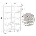 thumbnail image 4 of Reversible Corner Bookshelf 5 Tier with 4 Hooks, 65" Industrial Bookcases for Living Room, White, 4 of 7