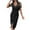 Black, variant on QUYUON Women’s Ruched Bodycon Midi Dress Business Casual Work Dress Summer Cold Shoulder Short Sleeve Zipper V-Neck Pencil Dress Split Wedding Guest Party Dress