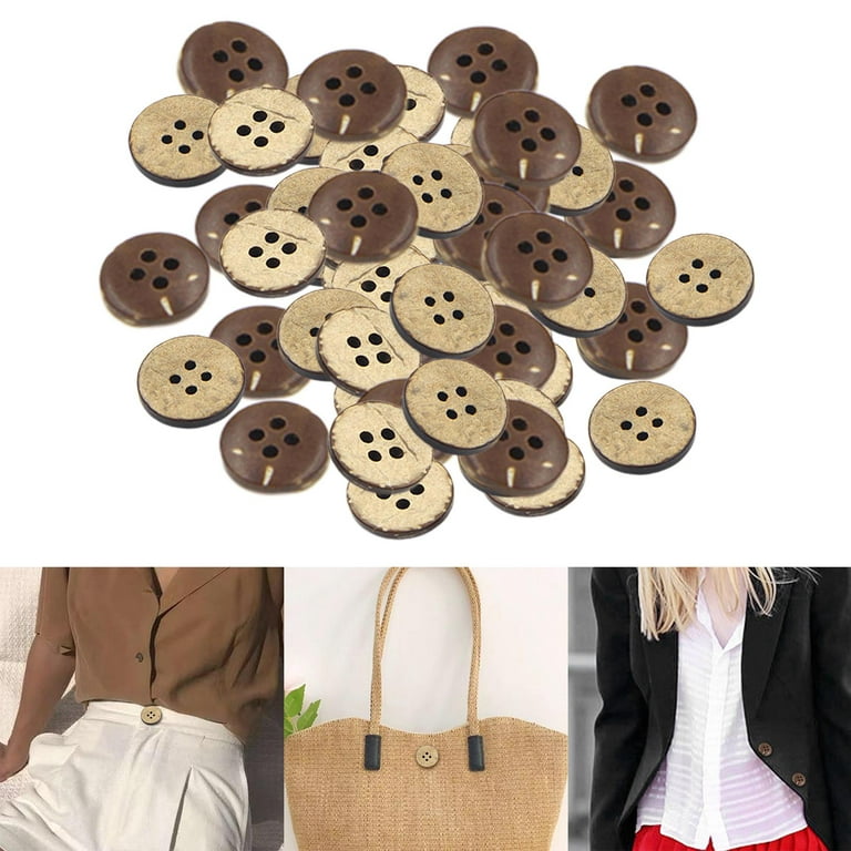 Coconut Shell Buttons 12MM 4 Holes Brown Set of 25 / Buttons for Sewing,  Knitting, Crafting 