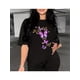 thumbnail image 1 of Women's Fashionable Butterfly Print Casual Outfit - Round Neck Short Sleeve Tee, Lightweight Cotton, Machine Washable, 1 of 5