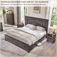 thumbnail image 7 of OKD Queen Size Bed Frame W/ 54" Tall Geometric Headboard, Farmhouse Wood Platform Bed W/ 2 Large Storage Drawers, No Box Spring Needed, Dark Rustic Oak, 7 of 7