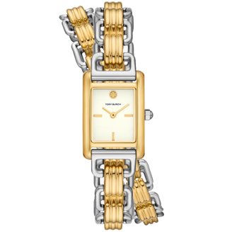 TORY BURCH T Watch With Reversible Leather And Gold Tone Stainless Steel Tory Burch Reva Gold Dial Two Tone Steel Strap Watch for Women main image 2