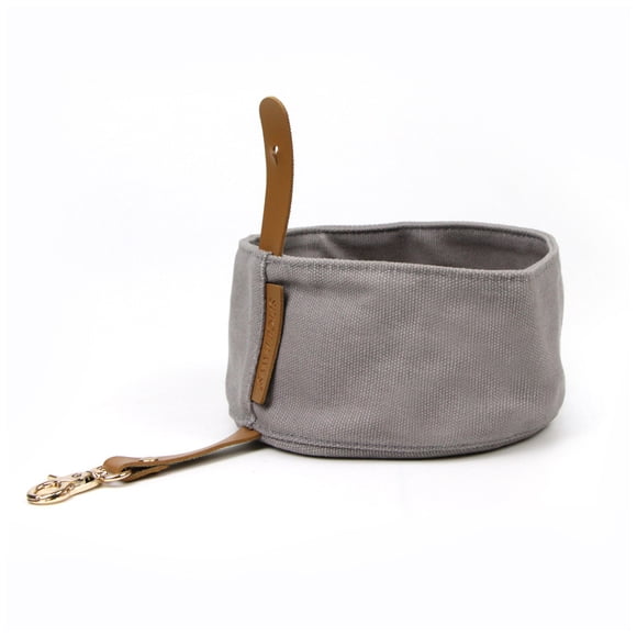 Methold Bolsa de almacenamiento de alimentos para mascotas reutilizable portátil con gancho a presión, bolsa de lona para entrenamiento de Suministros para perros Gris Bol