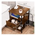 thumbnail image 3 of Wooden Nightstand with Charging Station USB Port and Single Drawer | Bedside Table End Cabinet for Living Room Bedroom Dorm (2, Rustic Brown), 3 of 6