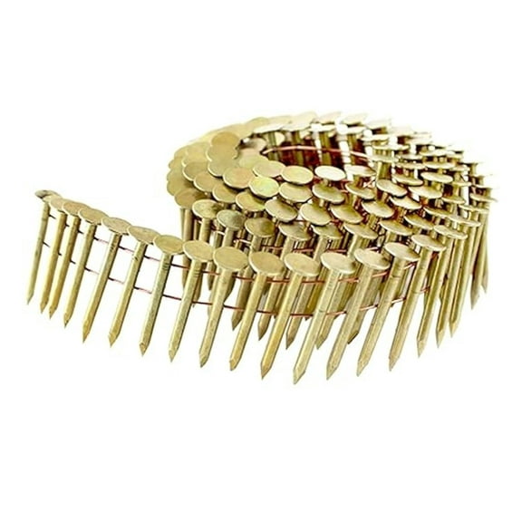 15 Degree Coil Roofing Nails - 1 Inch x .120 Inch, 2880 Counts - for Roofing Nailer Gun - Galvanized Smooth Shank