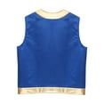 thumbnail image 6 of Haitryli Men's Gold Trims Halloween Arabian Prince Costume Open Front Cardigan Waistcoat Top Royal Blue L, 6 of 7