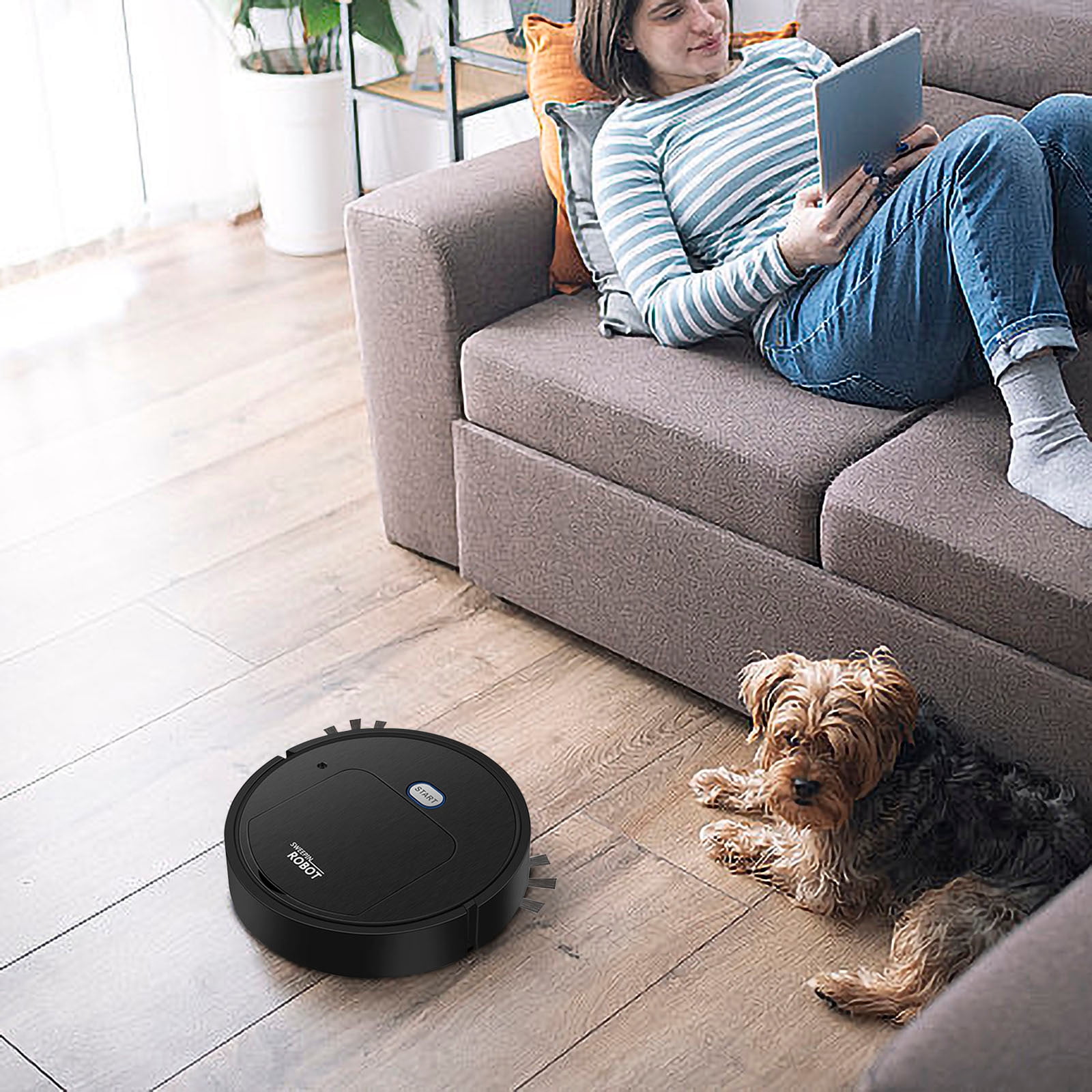HOZVOMI Intelligent Sweeping Robot Vacuum Cleaner, 4-in-1 with Auto Water Tank, Damp Mopping & Pet Hair Removal