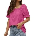 thumbnail image 6 of Babysbule Women Summer Tops Shirts Womens Casual Solid Color Square Neck Short Sleeve Tops Blouses, 6 of 8