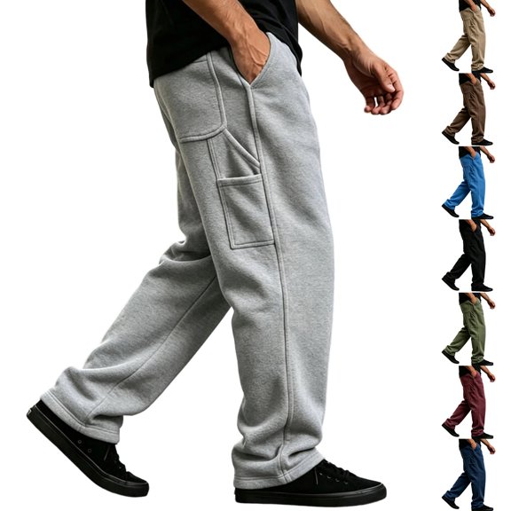 Men's Stylish Athletic Pants Casual Loose Fit Joggers with Pockets Solid Color Drawstring Waist Lounge Sweatpants Street Running Outdoor Outfits