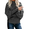 thumbnail image 2 of Baqcunre Women's New Winter Mid-Neck Loose Long-Sleeved Knit Solid Color Sweater Sweaters for Women Trendy Turtle Neck Sweaters for Woman Winter Sweaters for Women Womens Tops Dark Gray Xl, 2 of 6