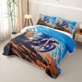 thumbnail image 3 of Castle Fairy Motocross Style Dirt Bike Twin Quilt Set for Boys,Checkered Flag Art Twin Coverlet Set,Orange Blue, 3 of 7
