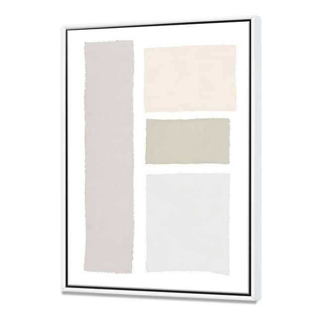 Forme Simple Peinte Neutre sur Blanc - Toile Géométrique Moderne Encadrée